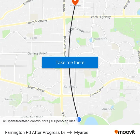Farrington Rd After Progress  Dr to Myaree map