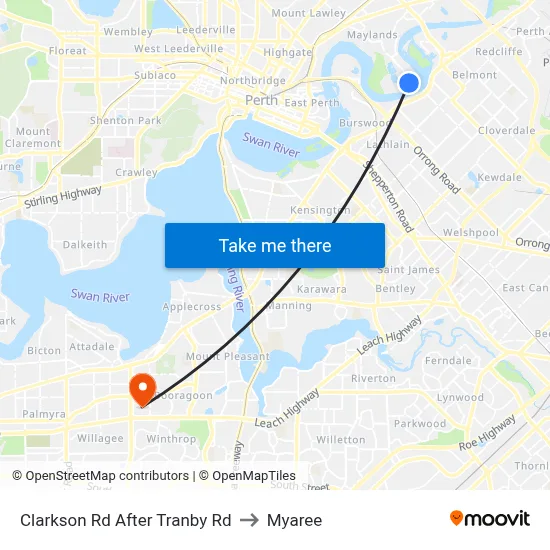 Clarkson Rd After Tranby Rd to Myaree map