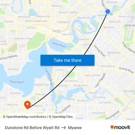 Dunstone Rd Before Wyatt Rd to Myaree map