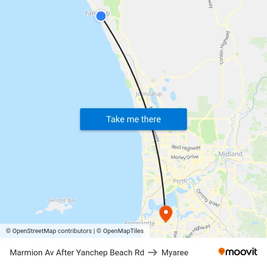 Marmion Av After Yanchep Beach Rd to Myaree map
