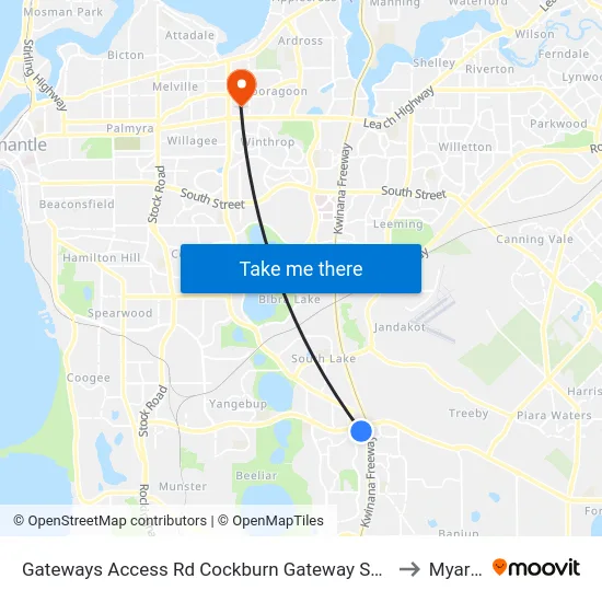 Gateways Access Rd Cockburn Gateway Shop Ctr to Myaree map