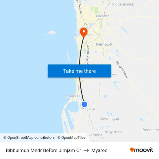 Bibbulmun Mndr Before Jimjam Cr to Myaree map