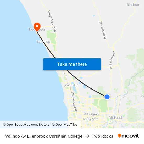 Valinco Av Ellenbrook Christian College to Two Rocks map
