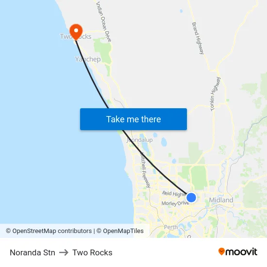 Noranda Stn to Two Rocks map