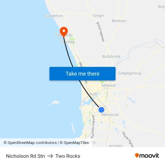 Nicholson Rd Stn to Two Rocks map