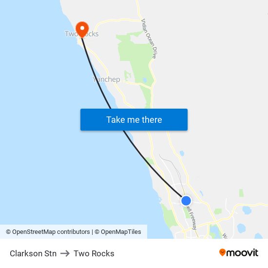 Clarkson Stn to Two Rocks map