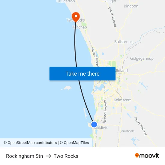 Rockingham Stn to Two Rocks map