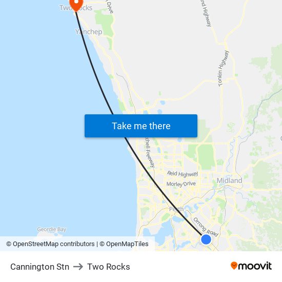 Cannington Stn to Two Rocks map