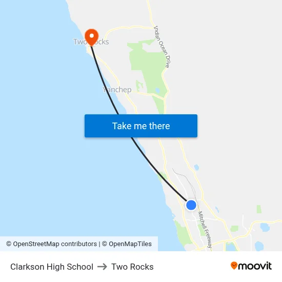 Clarkson High School to Two Rocks map