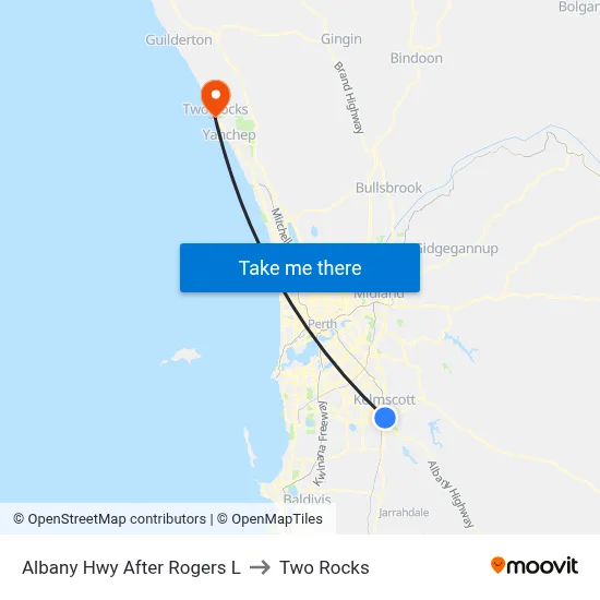 Albany Hwy After Rogers L to Two Rocks map