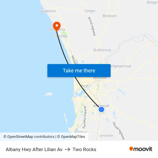 Albany Hwy After Lilian Av to Two Rocks map