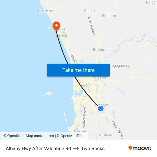 Albany Hwy After Valentine Rd to Two Rocks map