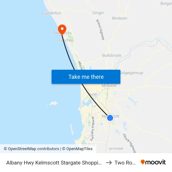 Albany Hwy Kelmscott Stargate Shopping Ctr to Two Rocks map