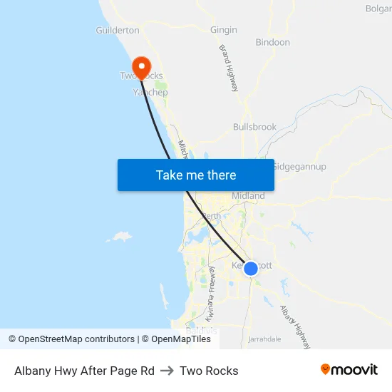 Albany Hwy After Page Rd to Two Rocks map