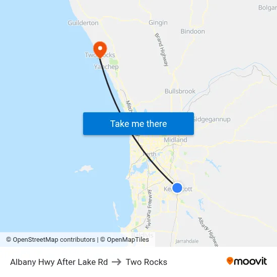 Albany Hwy After Lake Rd to Two Rocks map