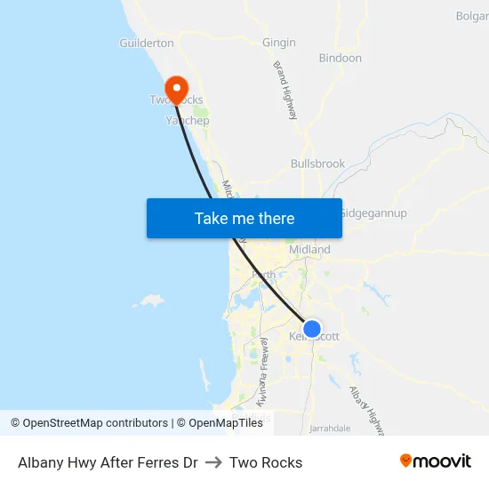 Albany Hwy After Ferres Dr to Two Rocks map