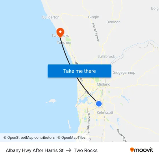 Albany Hwy After Harris St to Two Rocks map