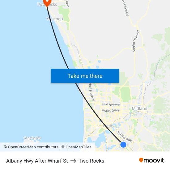 Albany Hwy After Wharf St to Two Rocks map