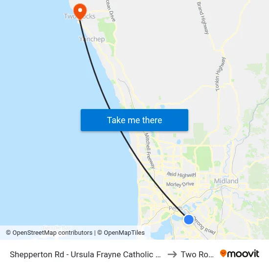 Shepperton Rd - Ursula Frayne Catholic Coll Sen to Two Rocks map