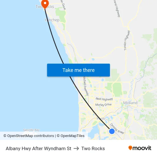 Albany Hwy After Wyndham St to Two Rocks map