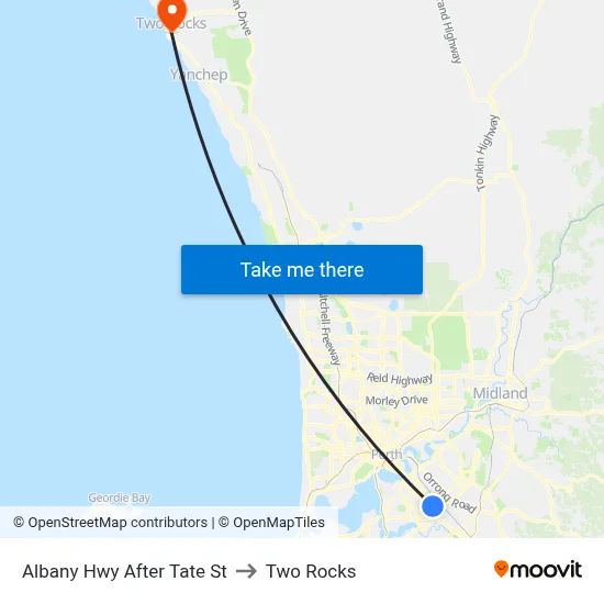 Albany Hwy After Tate St to Two Rocks map