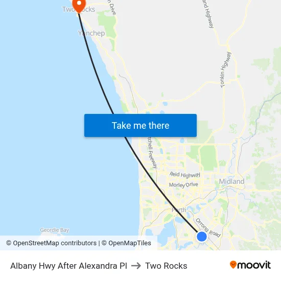 Albany Hwy After Alexandra Pl to Two Rocks map