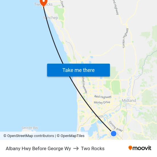 Albany Hwy Before George Wy to Two Rocks map
