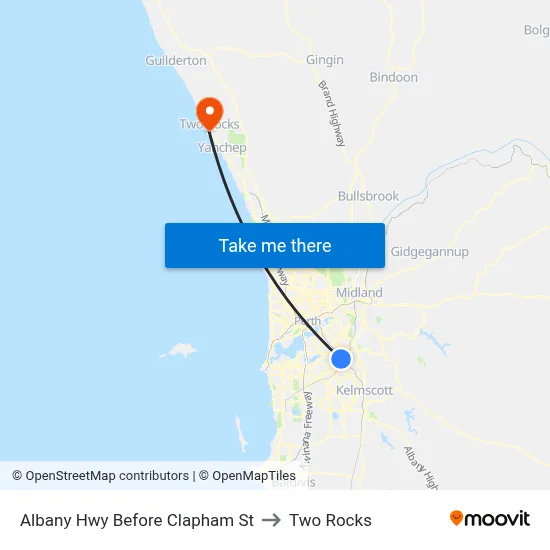 Albany Hwy Before Clapham St to Two Rocks map