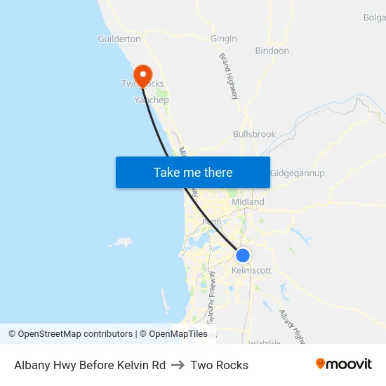 Albany Hwy Before Kelvin Rd to Two Rocks map