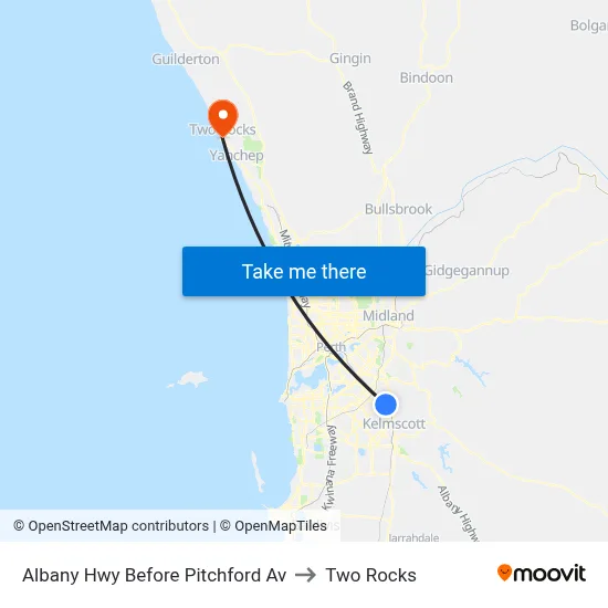 Albany Hwy Before Pitchford Av to Two Rocks map