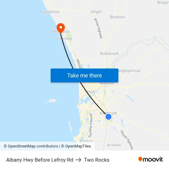 Albany Hwy Before Lefroy Rd to Two Rocks map