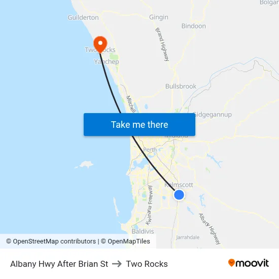 Albany Hwy After Brian St to Two Rocks map