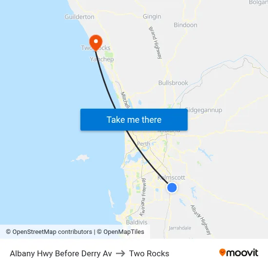 Albany Hwy Before Derry Av to Two Rocks map