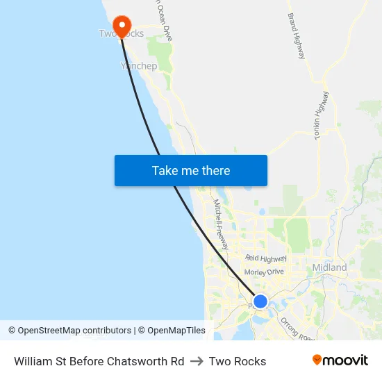 William St Before Chatsworth Rd to Two Rocks map