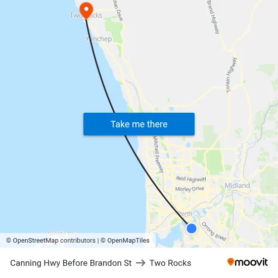 Canning Hwy Before Brandon St to Two Rocks map