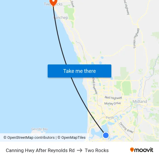 Canning Hwy After Reynolds Rd to Two Rocks map