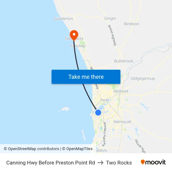Canning Hwy Before Preston Point Rd to Two Rocks map