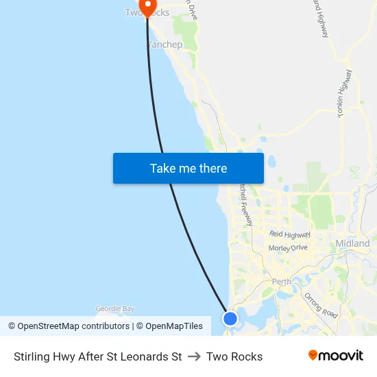 Stirling Hwy After St Leonards St to Two Rocks map