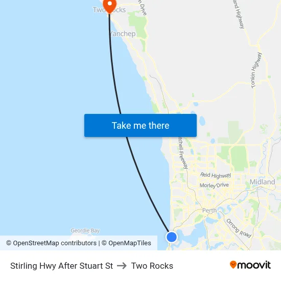 Stirling Hwy After Stuart St to Two Rocks map