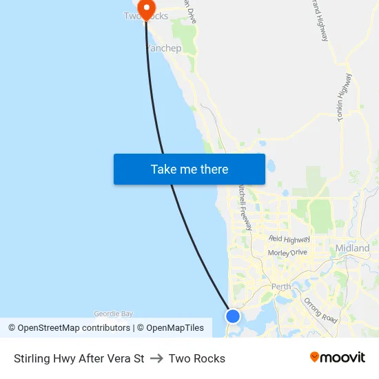Stirling Hwy After Vera St to Two Rocks map
