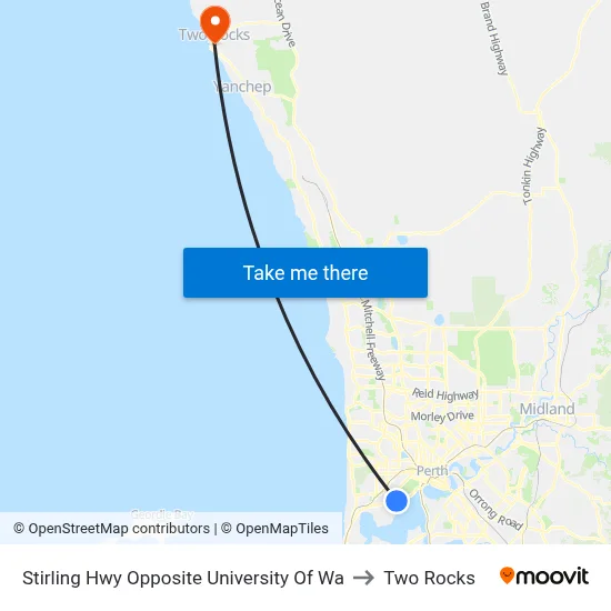 Stirling Hwy Opposite University Of Wa to Two Rocks map