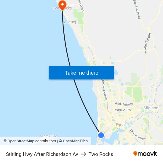 Stirling Hwy After Richardson Av to Two Rocks map