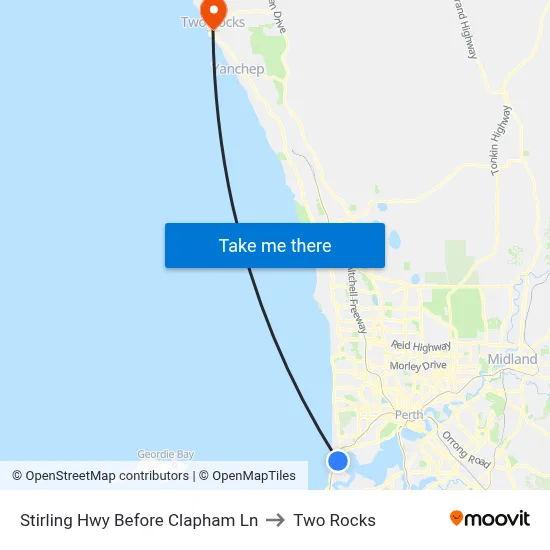 Stirling Hwy Before Clapham Ln to Two Rocks map