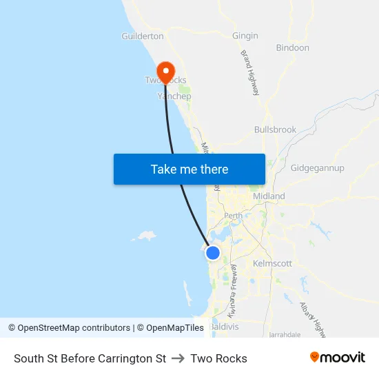 South St Before Carrington St to Two Rocks map