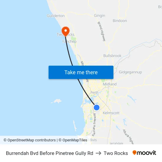 Burrendah Bvd Before Pinetree Gully Rd to Two Rocks map