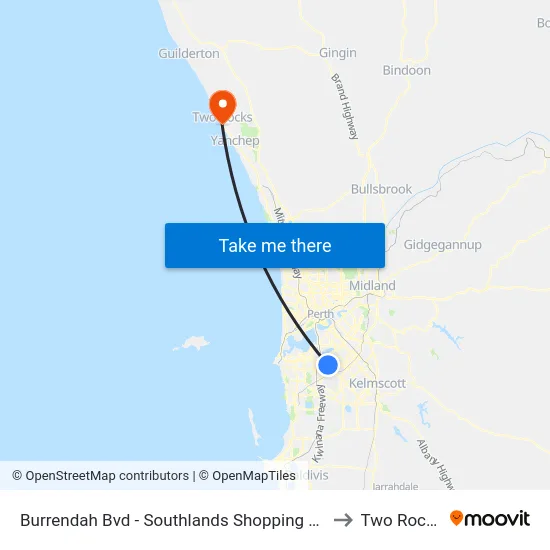 Burrendah Bvd - Southlands Shopping Ctr to Two Rocks map