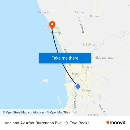 Vahland Av After Burrendah Bvd to Two Rocks map