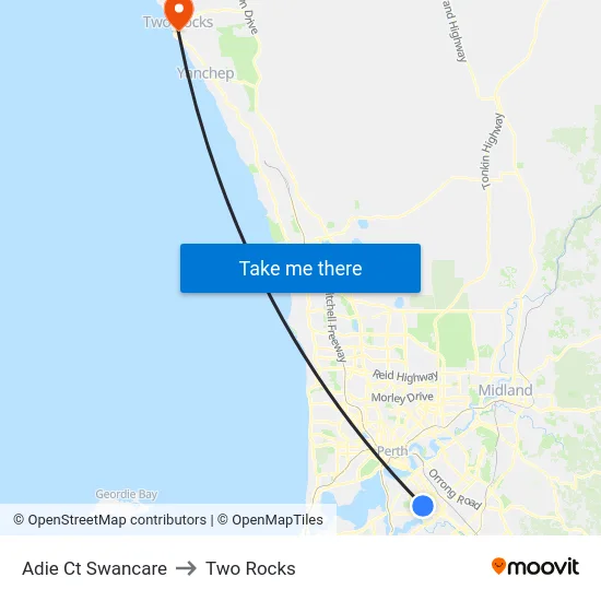 Adie Ct Swancare to Two Rocks map