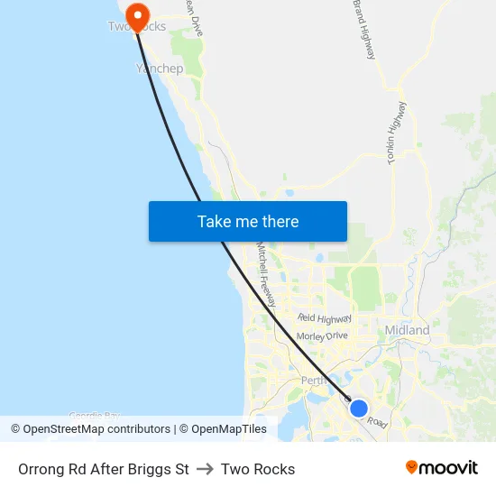 Orrong Rd After Briggs St to Two Rocks map