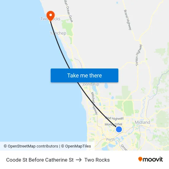 Coode St Before Catherine St to Two Rocks map
